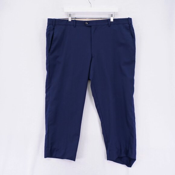 DAMAGED Britches Nordstrom Blue Worsted Wool Dress Pants 44 / 26 Flat Front High - Picture 1 of 8